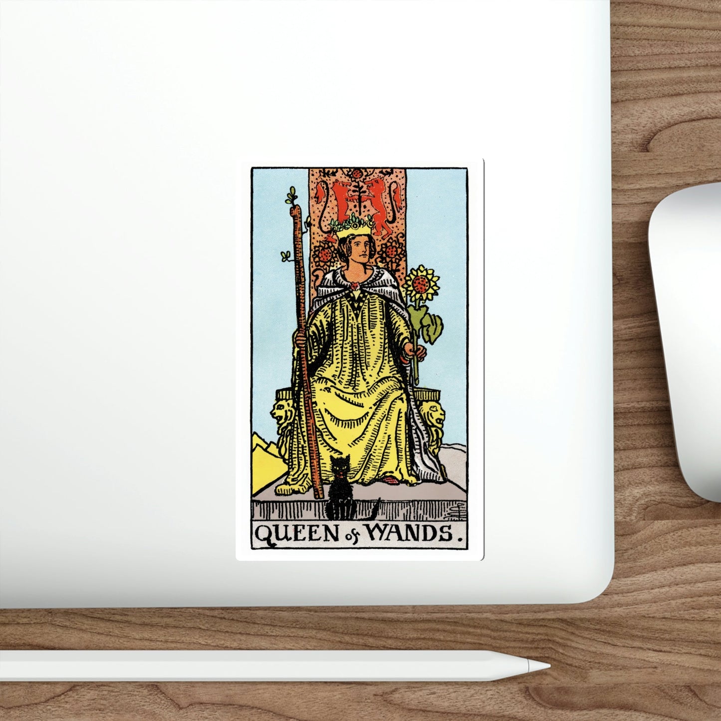 The Queen of Wands (Rider Waite Tarot Deck) STICKER Vinyl Die-Cut Decal-The Sticker Space