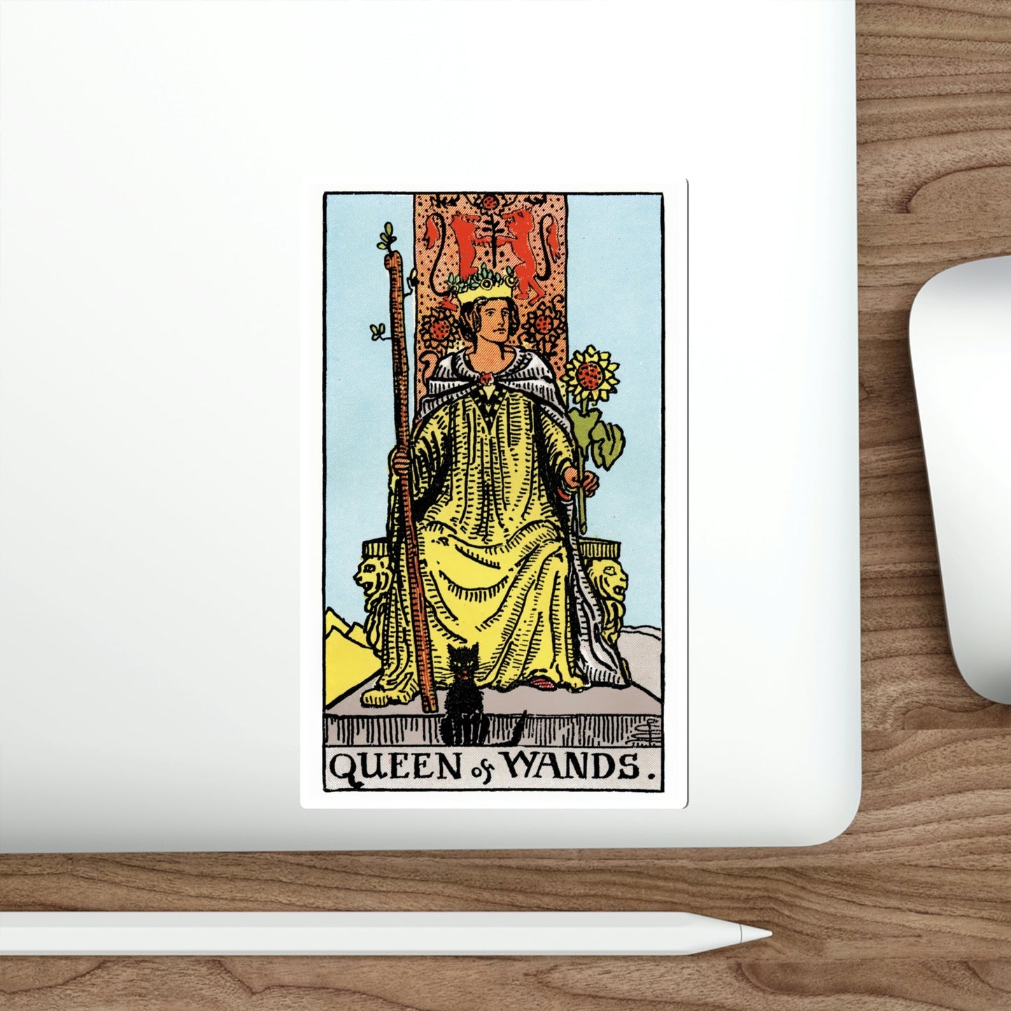 The Queen of Wands (Rider Waite Tarot Deck) STICKER Vinyl Die-Cut Decal-The Sticker Space