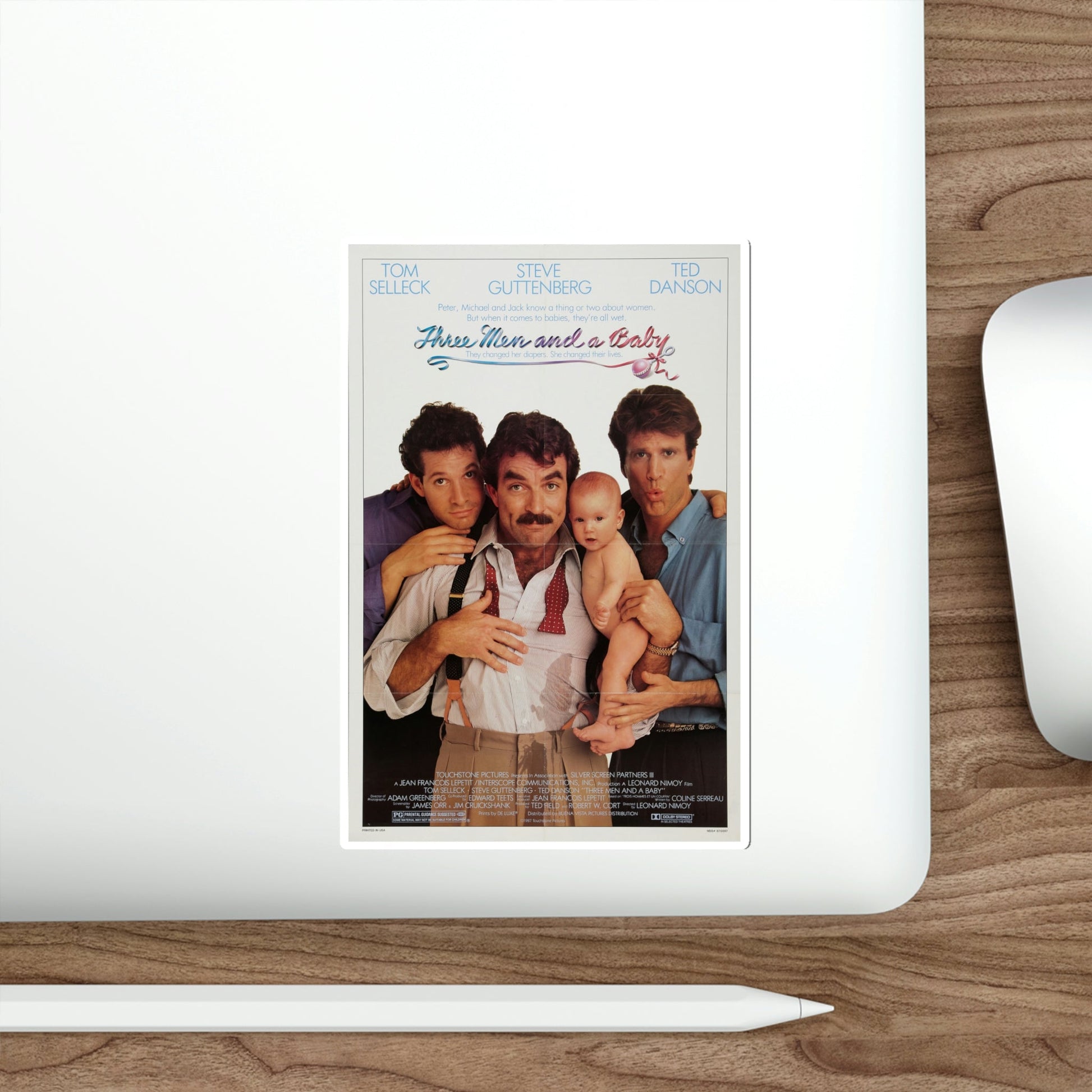 Three Men and a Baby 1987 Movie Poster STICKER Vinyl Die-Cut Decal-The Sticker Space