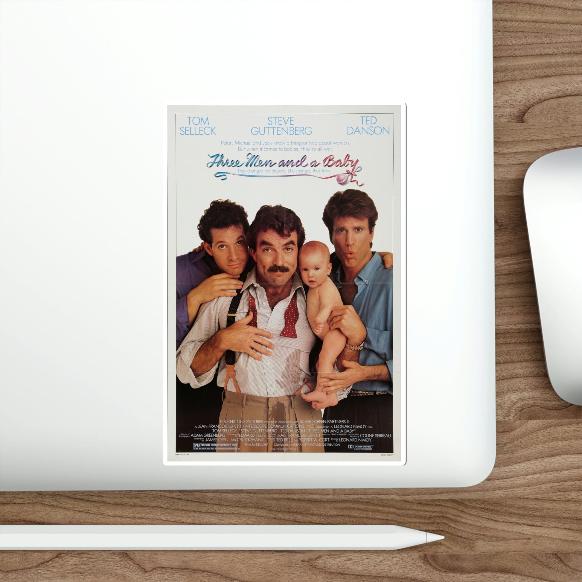 Three Men and a Baby 1987 Movie Poster STICKER Vinyl Die-Cut Decal-The Sticker Space
