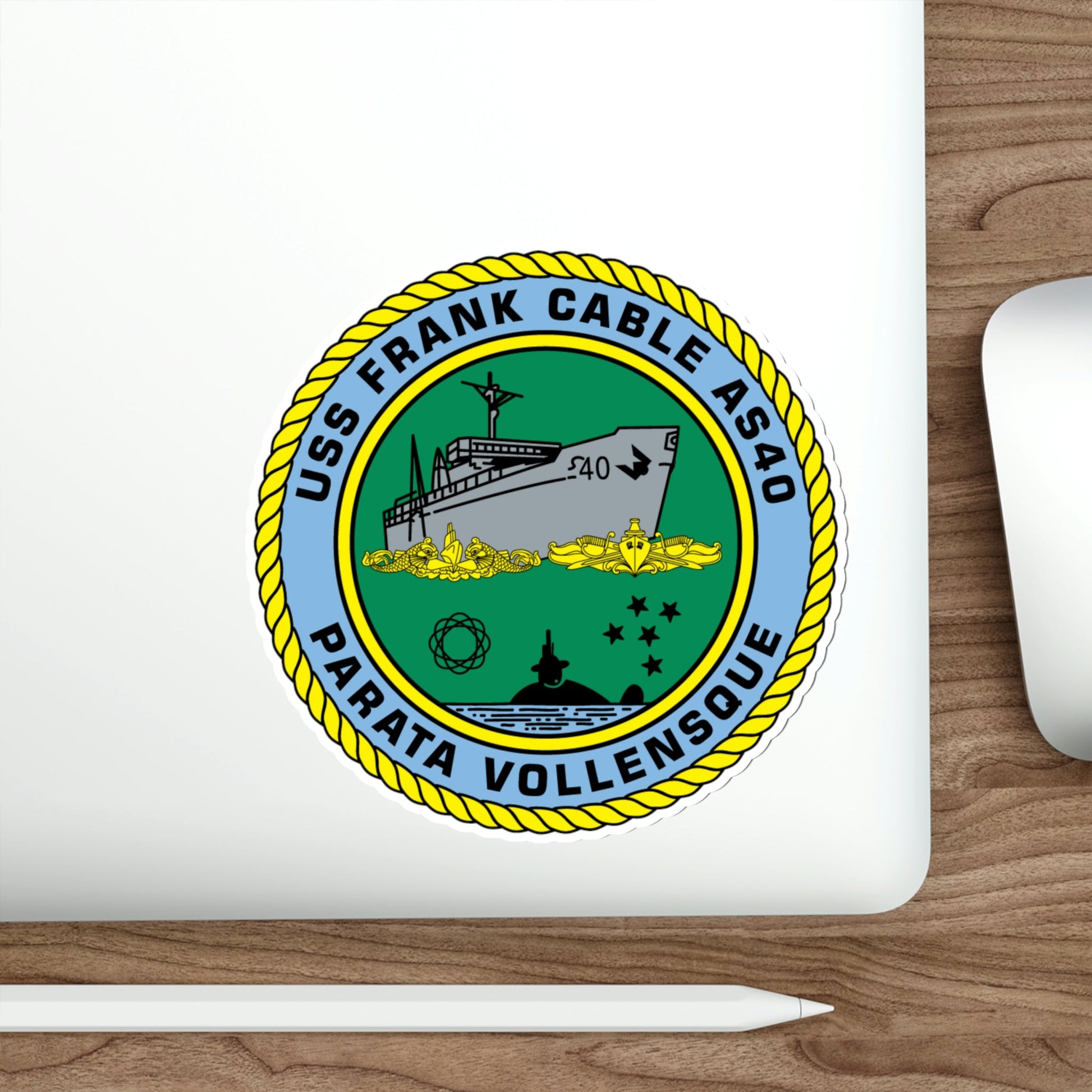 USS Frank Cable AS40 Parata Vollensque (U.S. Navy) STICKER Vinyl Die-Cut Decal-The Sticker Space