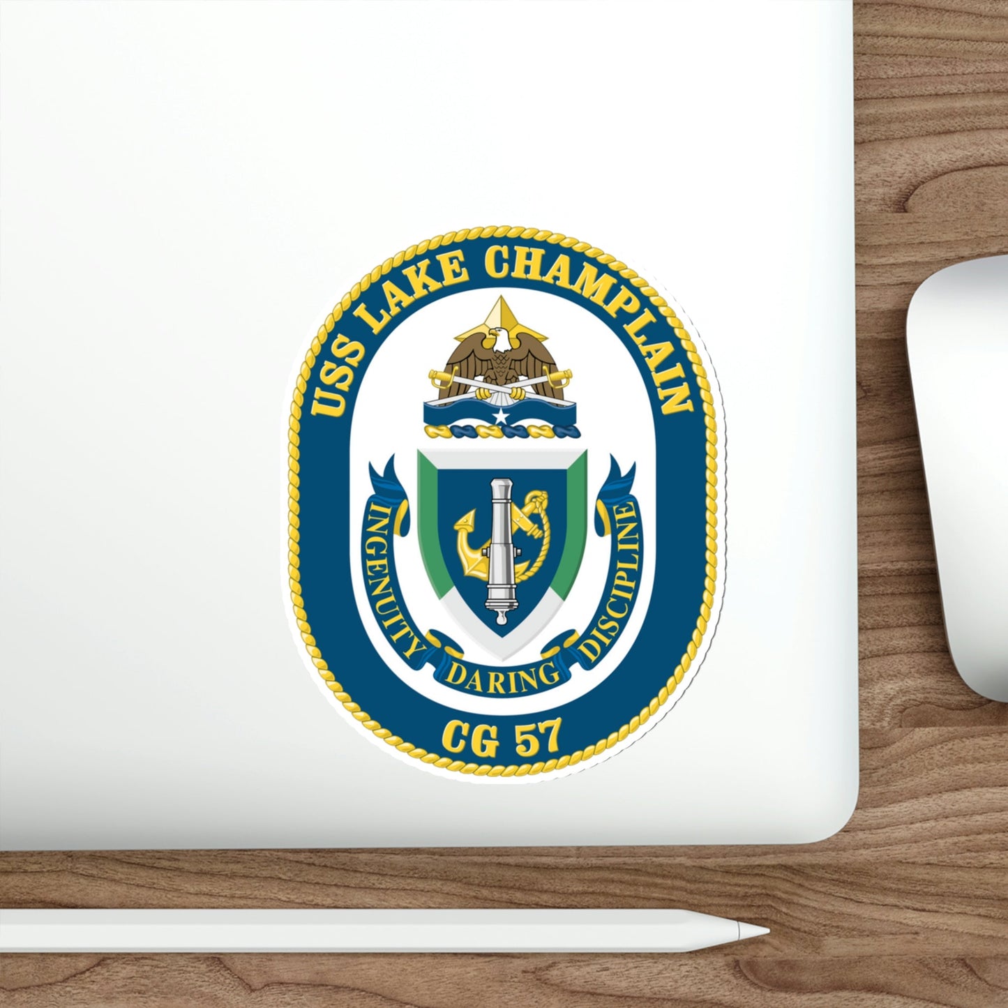 USS Lake Champlan CG 57 Crest (U.S. Navy) STICKER Vinyl Die-Cut Decal-The Sticker Space