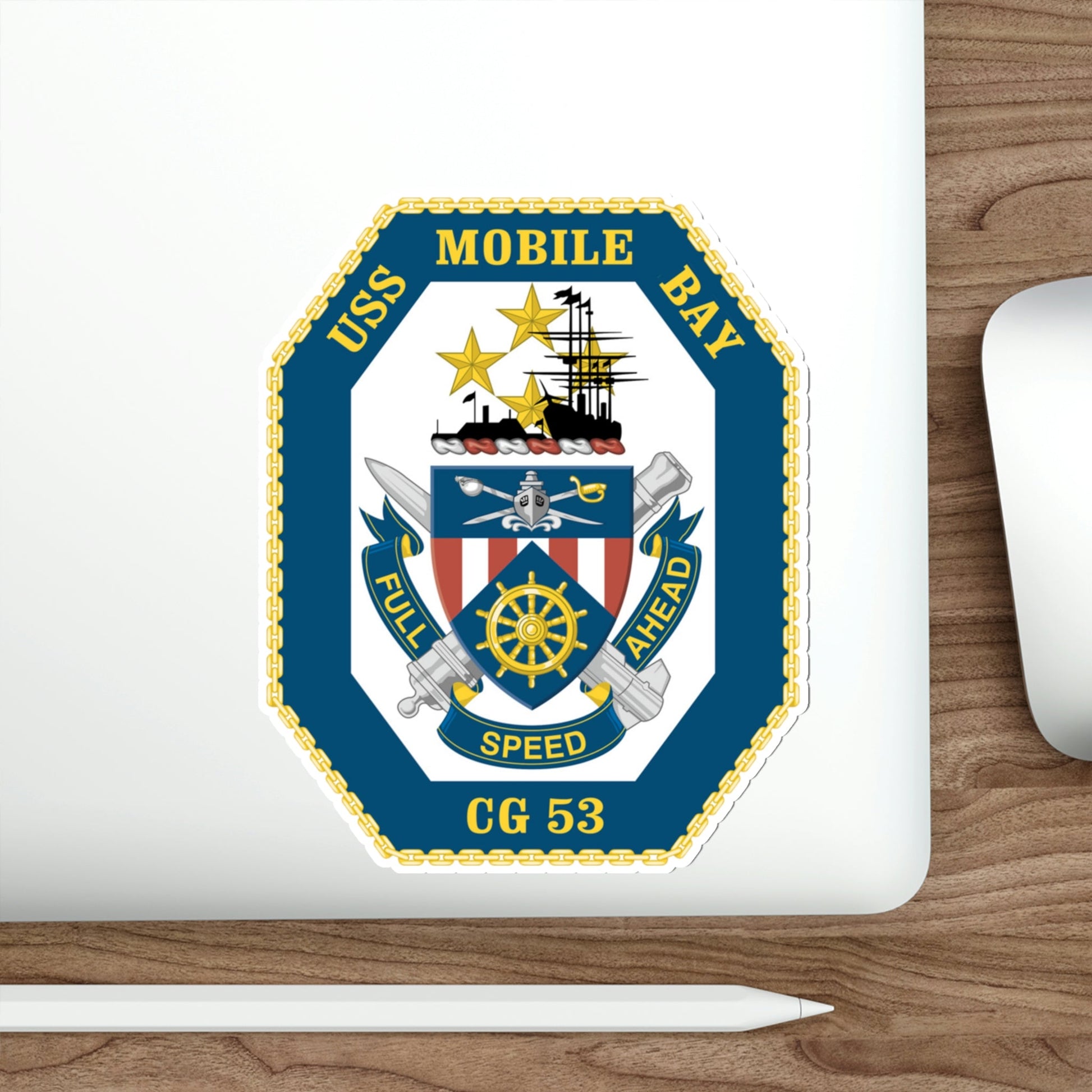 USS Mobile Bay CG 53 Crest (U.S. Navy) STICKER Vinyl Die-Cut Decal-The Sticker Space