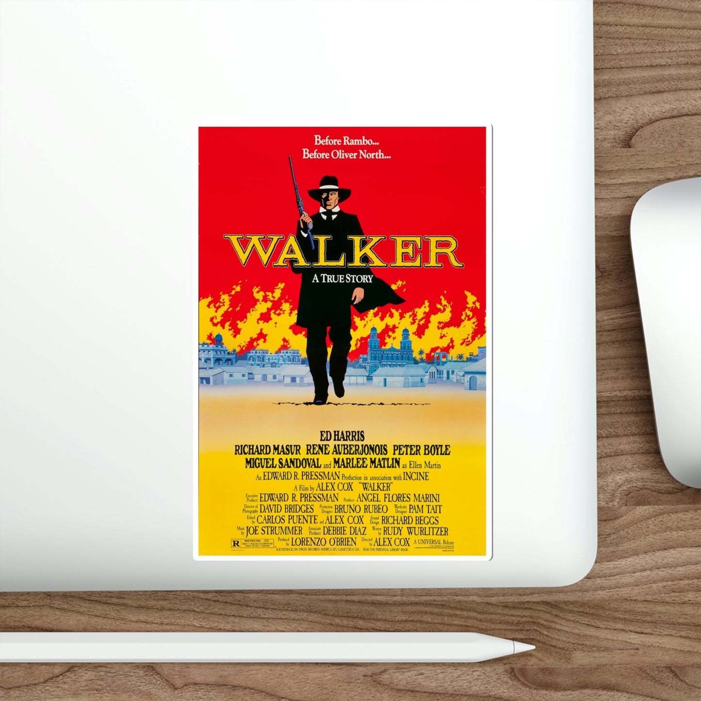 Walker 1987 Movie Poster STICKER Vinyl Die-Cut Decal-The Sticker Space